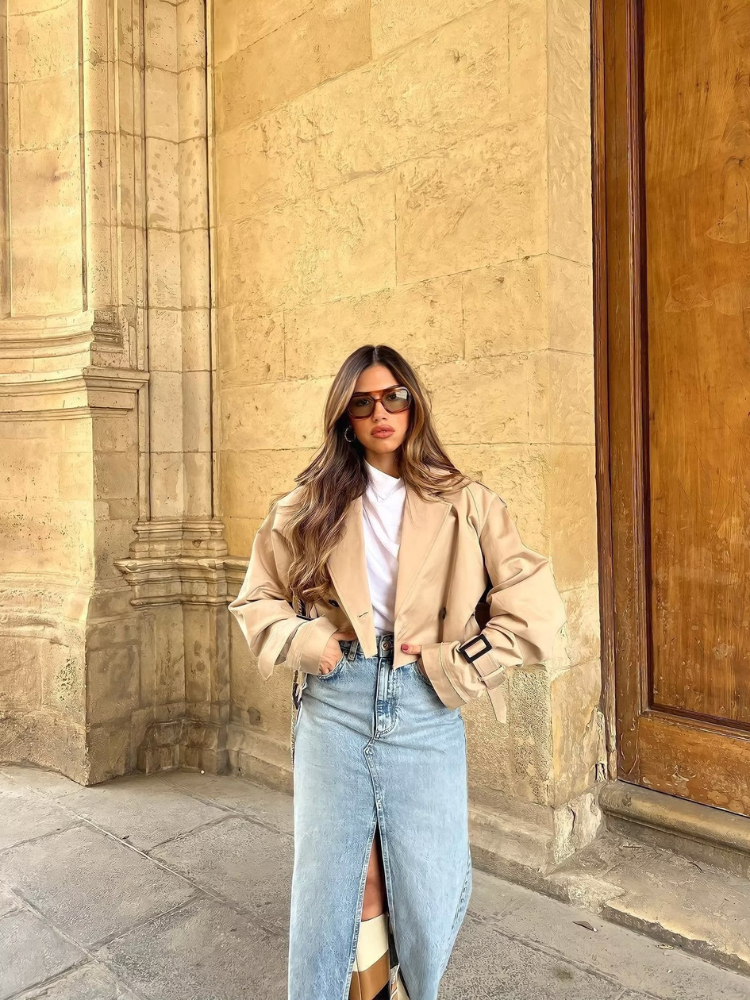 Audrey Cropped Trench Coat™ - Ruby New York